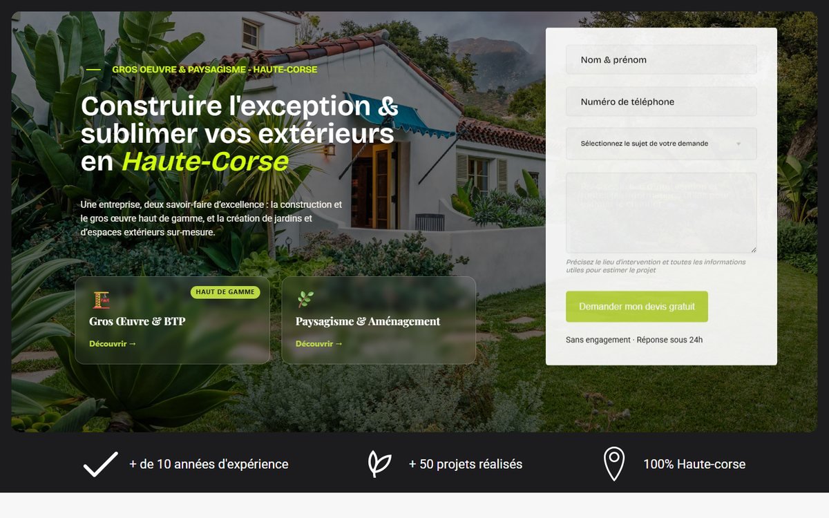 Page d'accueil du site Eden Corse livr&eacute; en juillet 2026