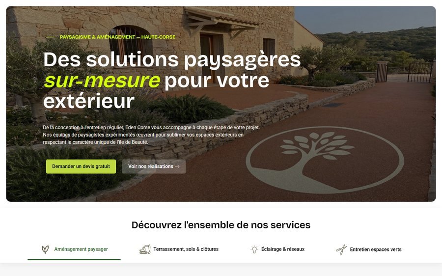 Page paysagisme du site Eden Corse