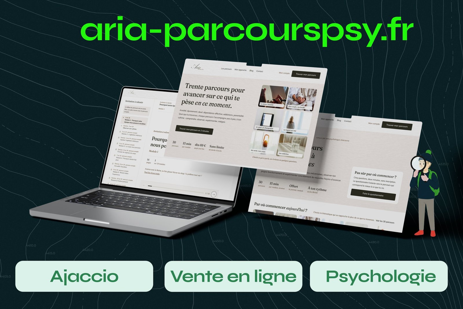 Le site aria-parcourspsy.fr, parcours de psychoéducation en ligne, réalisé par Culmine