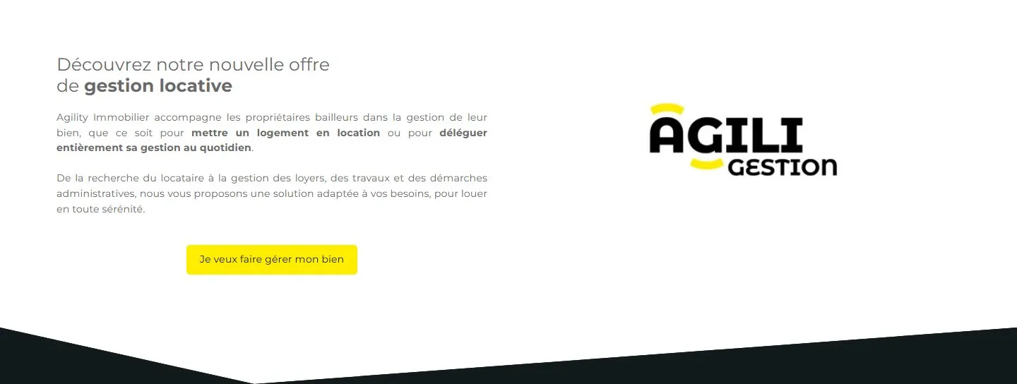 L'encart Agili Gestion sur la page d'accueil d'Agility