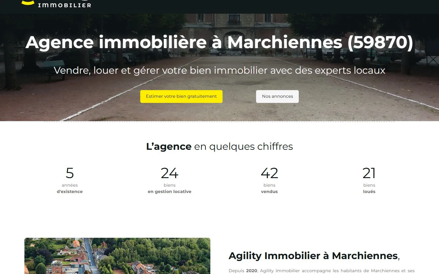 La page locale de Marchiennes sur agility-immobilier.fr