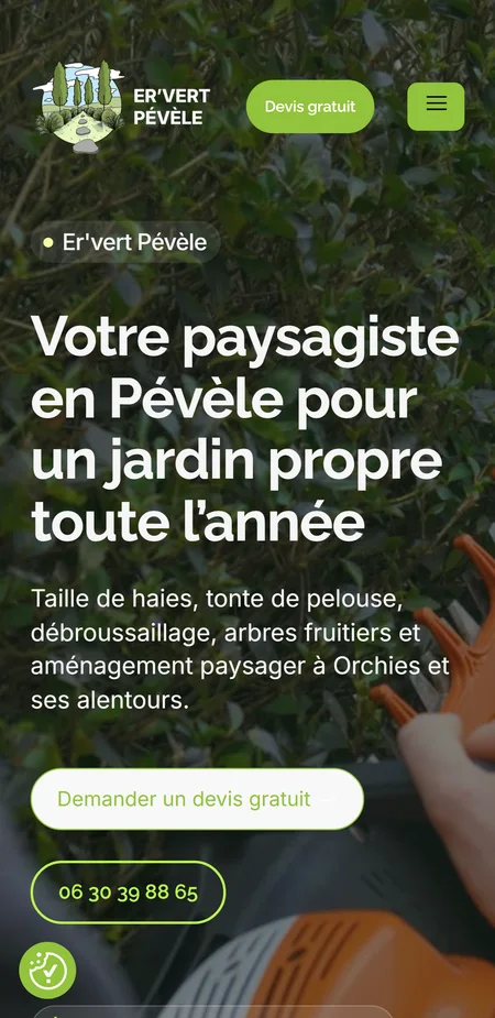 Le site ervert.fr sur téléphone