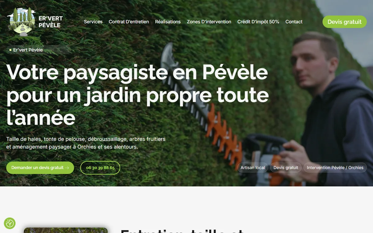 Le site ervert.fr, paysagiste à Orchies et en Pévèle, réalisé par Culmine